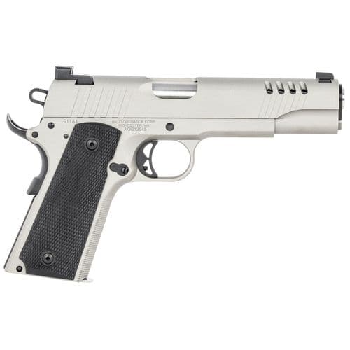 Auto-Ordnance 1911TCAC6 1911-A1  45 ACP 5" 7+1 Savage Silver Cerakote Stainless Steel Frame & Slide Black Rubber Grip Night Sights Auto-Ordnance 1911TCAC6 1911-A1  45 ACP 5" 7+1 Savage Silver Cerakote Stainless Steel Frame & Slide Black Rubber Grip Night Sights