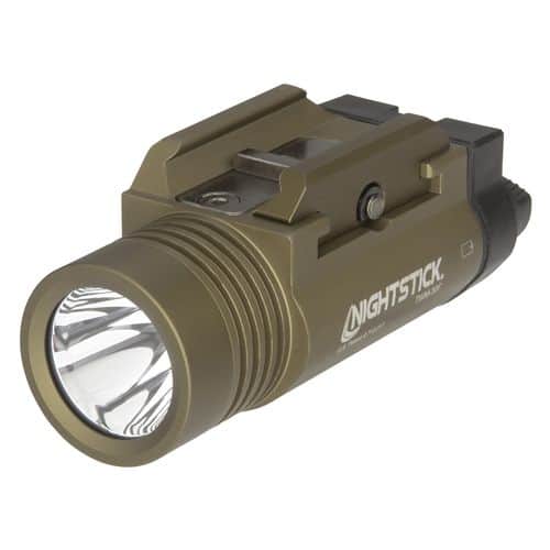 Nightstick TWM30F Weapon Light 1200 Lumens Output White 194 Meters Beam Modular Rail Inserts Mount Flat Dark Earth Aluminum Nightstick TWM30F Weapon Light 1200 Lumens Output White 194 Meters Beam Modular Rail Inserts Mount Flat Dark Earth Aluminum