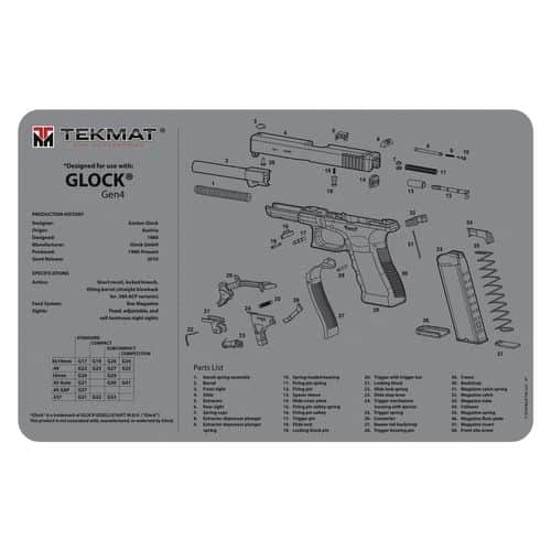TekMat TEKR17GLOCKG4GY Original Cleaning Mat featuring Glock Gen4 Parts Diagram 11" x 17" Gray TekMat TEKR17GLOCKG4GY Original Cleaning Mat featuring Glock Gen4 Parts Diagram 11" x 17" Gray