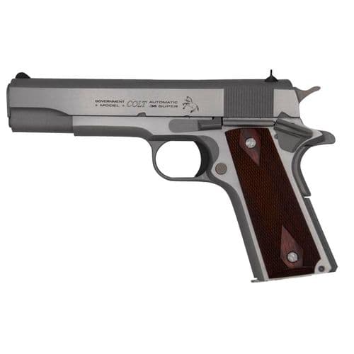 Colt Mfg O1911CSS38 1911 Government 38 Super 5" 9+1 Stainless Steel Black Rubber Grip Colt Mfg O1911CSS38 1911 Government 38 Super 5" 9+1 Stainless Steel Black Rubber Grip