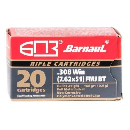 Barnaul Ammo BRN308WINFMJBT168 Rifle 308 Win 168 gr Full Metal Jacket Boat-Tail (FMJBT) 20 Bx/ 25 Cs Barnaul Ammo BRN308WINFMJBT168 Rifle 308 Win 168 gr Full Metal Jacket Boat-Tail (FMJBT) 20 Bx/ 25 Cs