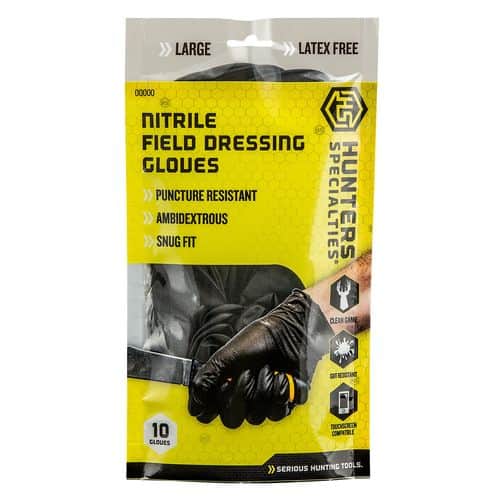 Hunters Specialties 01071 Nitrile Field Dressing Gloves Black Large 10 Per Pkg Hunters Specialties 01071 Nitrile Field Dressing Gloves Black Large 10 Per Pkg