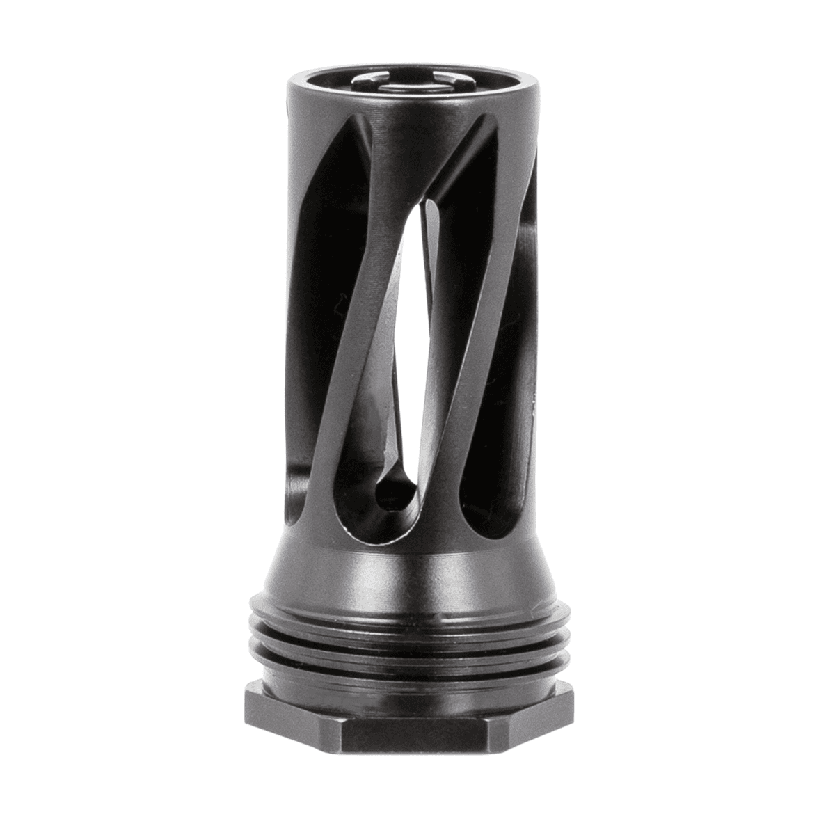 Huxwrx 1677 QD 556 Flash Hider Black with 1/2"-28 tpi Threads, 2.30" OAL & 1.20" Diameter for 5.56x45mm NATO AR-Platform Huxwrx 1677 QD 556 Flash Hider Black with 1/2"-28 tpi Threads, 2.30" OAL & 1.20" Diameter for 5.56x45mm NATO AR-Platform