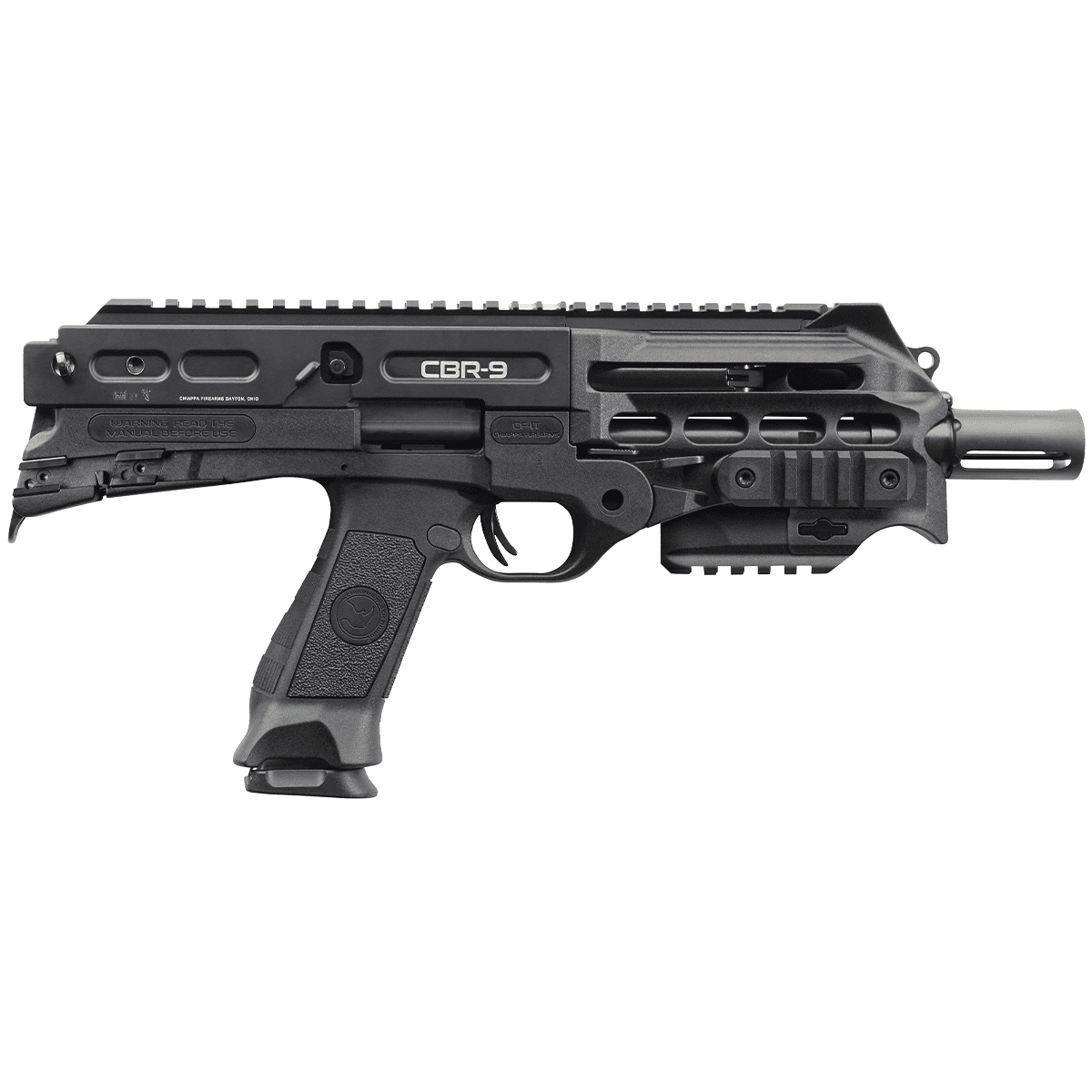 Chiappa Firearms 500217 CBR-9 Black Rhino 9mm Luger 18+1 9" Blued Barrel, Matte Black Polymer Frame w/Picatinny Rails, Synthetic Pistol Grip, Auto Ejection, No Brace, Includes 2 Magazines, Loader & Carry Sling Chiappa Firearms 500217 CBR-9 Black Rhino 9mm Luger 18+1 9" Blued Barrel, Matte Black Polymer Frame w/Picatinny Rails, Synthetic Pistol Grip, Auto Ejection, No Brace, Includes 2 Magazines, Loader & Carry Sling