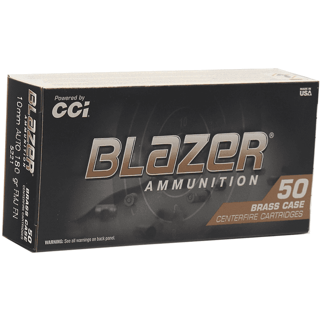 CCI Blazer Brass Handgun 10mm Auto Full Metal Jacket 180 grain, 50 Per Box - 5221 CCI Blazer Brass Handgun 10mm Auto Full Metal Jacket 180 grain, 50 Per Box - 5221