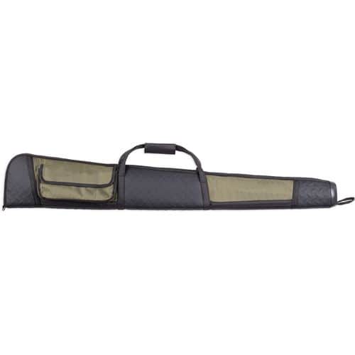 Bulldog BD315 Armor Shotgun Case made of Water-Resistant Nylon with Black Finish & Green Panels, Padding, Velcro Exterior Pocket & Shoulder Strap 52" L x 2.50" W x 8.50" H Exterior Dimensions Bulldog BD315 Armor Shotgun Case made of Water-Resistant Nylon with Black Finish & Green Panels, Padding, Velcro Exterior Pocket & Shoulder Strap 52" L x 2.50" W x 8.50" H Exterior Dimensions
