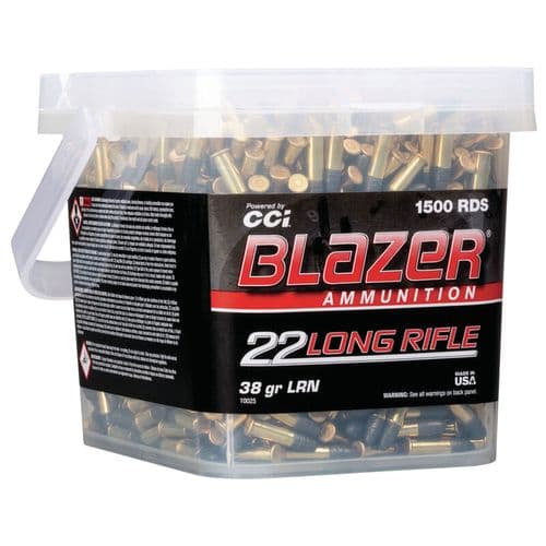 CCI 10025 Blazer 22 LR 38 gr Hollow Point (HP) 1500 Bx/ 1 Cs (Bucket) CCI 10025 Blazer 22 LR 38 gr Hollow Point (HP) 1500 Bx/ 1 Cs (Bucket)