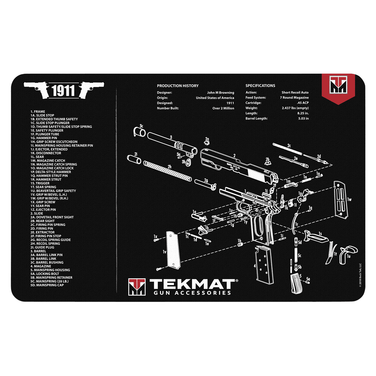 TekMat 1911 Cleaning Mat Black/White Rubber 11"x17" TekMat 1911 Cleaning Mat Black/White Rubber 11"x17"