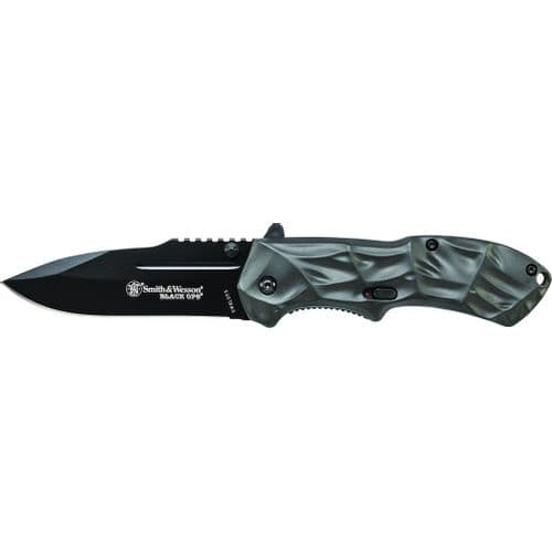 Smith & Wesson Black Ops M.A.G.I.C. Assisted Opening Liner Lock Folding Knife Drop Point Blade with Aluminum Handle Smith & Wesson Black Ops M.A.G.I.C. Assisted Opening Liner Lock Folding Knife Drop Point Blade with Aluminum Handle