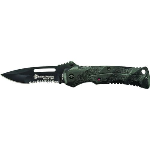 Smith & Wesson Black Ops M.A.G.I.C. Assisted Opening Liner Lock Folding Knife Partially Serrated Drop Point Blade Smith & Wesson Black Ops M.A.G.I.C. Assisted Opening Liner Lock Folding Knife Partially Serrated Drop Point Blade