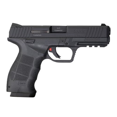 Sar USA SAR9BL10 SAR9 9mm Luger 4.40" 10+1 (2) Black Polymer Frame Black Oxide Steel Slide Black Interchangeable Backstrap Grip Sar USA SAR9BL10 SAR9 9mm Luger 4.40" 10+1 (2) Black Polymer Frame Black Oxide Steel Slide Black Interchangeable Backstrap Grip