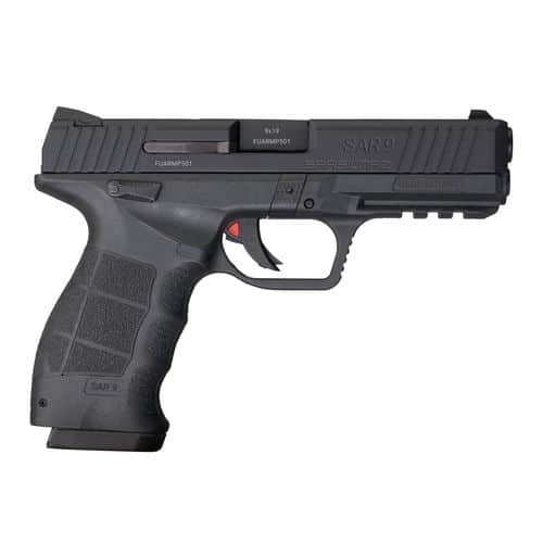 Sar USA SAR9BL10 SAR9 9mm Luger 4.40" 10+1 (2) Black Polymer Frame Black Oxide Steel Slide Black Interchangeable Backstrap Grip Sar USA SAR9BL10 SAR9 9mm Luger 4.40" 10+1 (2) Black Polymer Frame Black Oxide Steel Slide Black Interchangeable Backstrap Grip