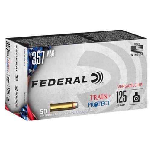 Federal TP357VHP1 Train + Protect 357 Mag 125 gr Jacketed Hollow Point (JHP) 50 Bx/ 10 Cs Federal TP357VHP1 Train + Protect 357 Mag 125 gr Jacketed Hollow Point (JHP) 50 Bx/ 10 Cs