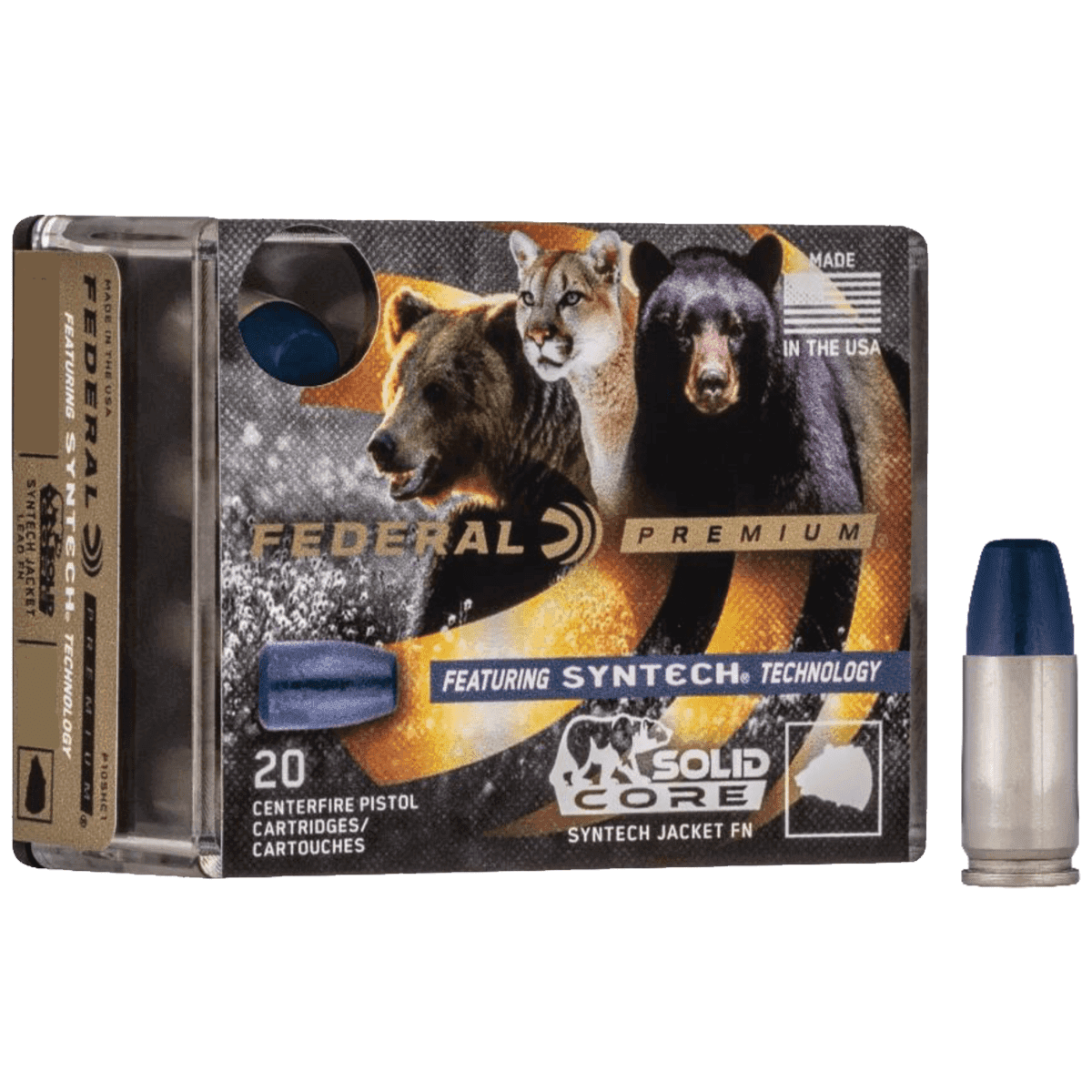 Federal Premium 40 S&W 165 gr Solid Core Synthetic Flat Nose Handgun Ammo Federal Premium 40 S&W 165 gr Solid Core Synthetic Flat Nose Handgun Ammo