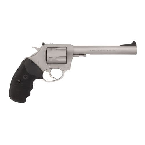 Charter Arms 73566 Mag Pug 357 Mag 6rd 6" Overall Stainless Steel with Black Rubber Grip Charter Arms 73566 Mag Pug 357 Mag 6rd 6" Overall Stainless Steel with Black Rubber Grip
