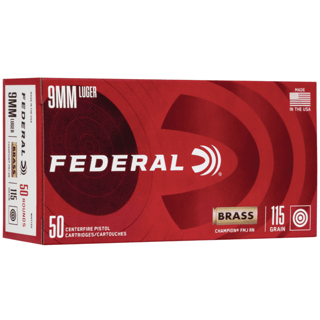 Federal Champion Training 9mm Luger 115 grain, 50 Per Box - WM5199 Federal Champion Training 9mm Luger 115 grain, 50 Per Box - WM5199