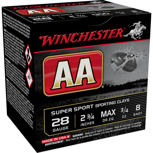 Winchester Ammo AASC288 AA Sporting Clay 28 Gauge 2.75" 3/4 oz 8 Shot 25 Bx Winchester Ammo AASC288 AA Sporting Clay 28 Gauge 2.75" 3/4 oz 8 Shot 25 Bx