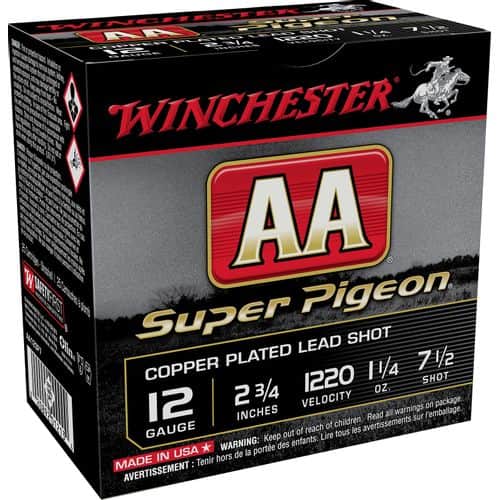 Winchester Ammo AA Super Pigeon 12 Gauge 2.75" 1 1/4 oz 7.5 Shot - AA12SP7 Winchester Ammo AA Super Pigeon 12 Gauge 2.75" 1 1/4 oz 7.5 Shot - AA12SP7