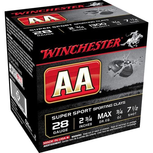 Winchester Ammo AA Sporting Clay 28 Gauge 2.75" 3/4 oz 7.5 Shot - AASC287VP Winchester Ammo AA Sporting Clay 28 Gauge 2.75" 3/4 oz 7.5 Shot - AASC287VP
