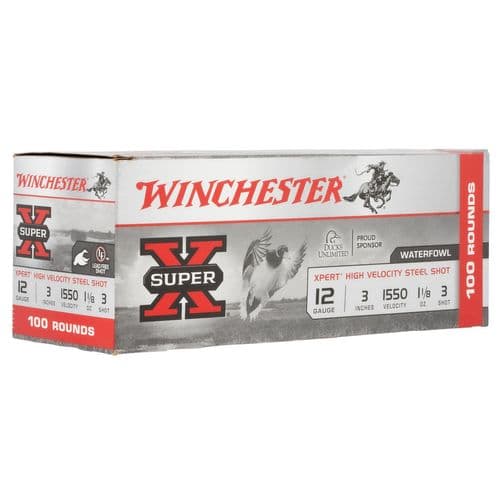 Winchester Ammo Super X Xpert High Velocity 12 Gauge 3" 1 1/8 oz 3 Shot - WEX1233VP Winchester Ammo Super X Xpert High Velocity 12 Gauge 3" 1 1/8 oz 3 Shot - WEX1233VP
