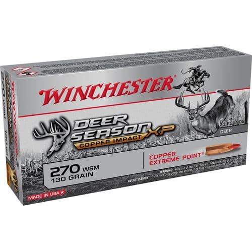 Winchester Ammo Deer Season XP Copper Impact 270 WSM 130 gr 3215 fps Copper Extreme Point Lead-Free - X270SDSLF Winchester Ammo Deer Season XP Copper Impact 270 WSM 130 gr 3215 fps Copper Extreme Point Lead-Free - X270SDSLF