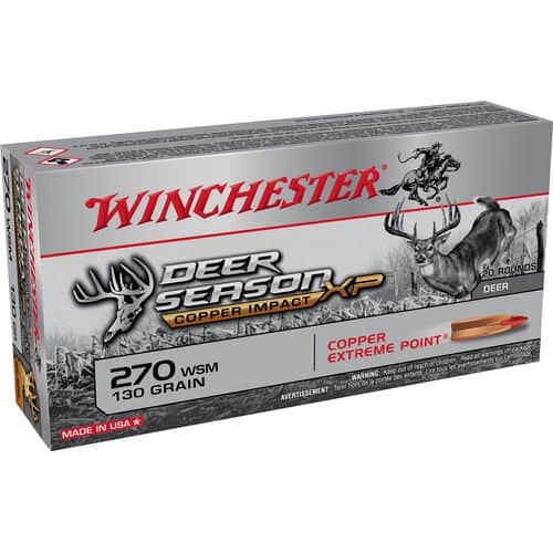 Winchester Ammo Deer Season XP Copper Impact 270 WSM 130 gr 3215 fps Copper Extreme Point Lead-Free - X270SDSLF Winchester Ammo Deer Season XP Copper Impact 270 WSM 130 gr 3215 fps Copper Extreme Point Lead-Free - X270SDSLF
