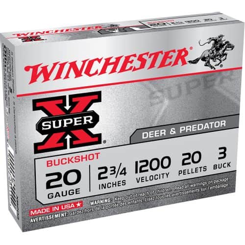 Winchester Ammo Super X 20 Gauge 2.75" 20 Pellets 3 Buck Shot 15 Bx/ 10 Case - XB203VP Winchester Ammo Super X 20 Gauge 2.75" 20 Pellets 3 Buck Shot 15 Bx/ 10 Case - XB203VP