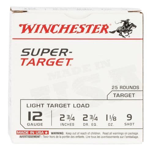 Winchester Ammo Super-Target Light Target 12 Gauge 2.75" 1 1/8 oz 9 Shot - TRGT129 Winchester Ammo Super-Target Light Target 12 Gauge 2.75" 1 1/8 oz 9 Shot - TRGT129