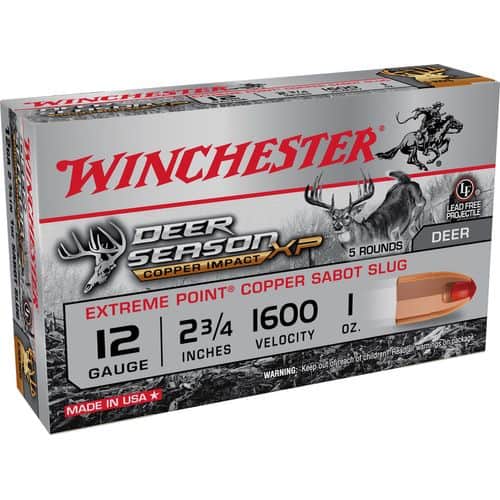 Winchester Ammo X12DSLF Deer Season XP Copper Impact 12 Gauge 2.75" 1 oz Sabot Slug Shot 5 Bx/ 20 Cs Winchester Ammo X12DSLF Deer Season XP Copper Impact 12 Gauge 2.75" 1 oz Sabot Slug Shot 5 Bx/ 20 Cs