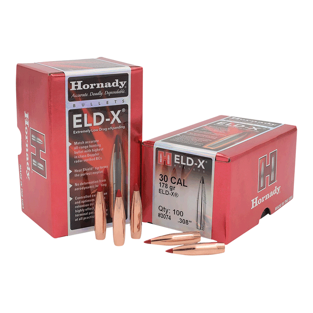 Hornady 3074 ELD-X 30 Cal .308 178 gr Extremely Low Drag eXpanding 100 Per Box Hornady 3074 ELD-X 30 Cal .308 178 gr Extremely Low Drag eXpanding 100 Per Box