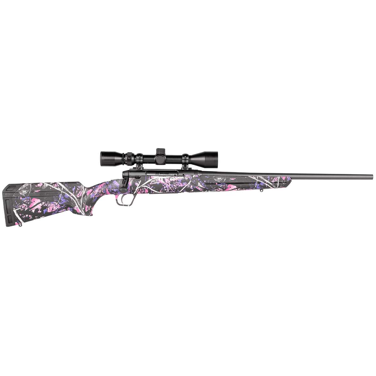 Savage Arms 57476 Axis XP Compact 6.5 Creedmoor 4+1 Cap 20" Matte Black Rec/Barrel Muddy Girl Camo Stock Right Hand Includes Weaver 3-9x40mm Scope Savage Arms 57476 Axis XP Compact 6.5 Creedmoor 4+1 Cap 20" Matte Black Rec/Barrel Muddy Girl Camo Stock Right Hand Includes Weaver 3-9x40mm Scope