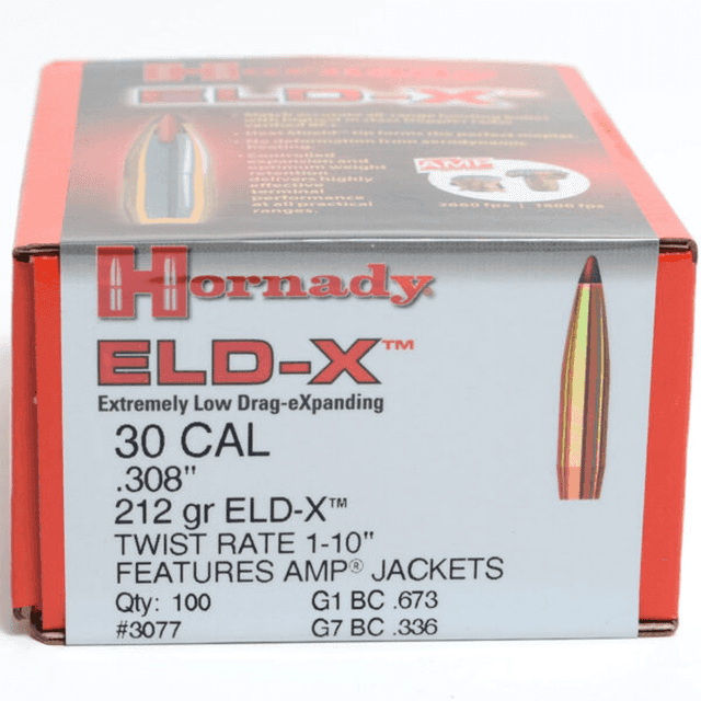 Hornady 3077 ELD-X 30 Cal .308 212 gr Extremely Low Drag eXpanding 100 Per Box Hornady 3077 ELD-X 30 Cal .308 212 gr Extremely Low Drag eXpanding 100 Per Box