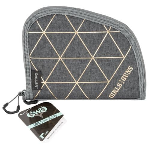 Allen Girls With Guns 908 Foiled Handgun Case 8" Heather Gray with Gold Foil with Locking Zipper & Foam Padding Allen Girls With Guns 908 Foiled Handgun Case 8" Heather Gray with Gold Foil with Locking Zipper & Foam Padding