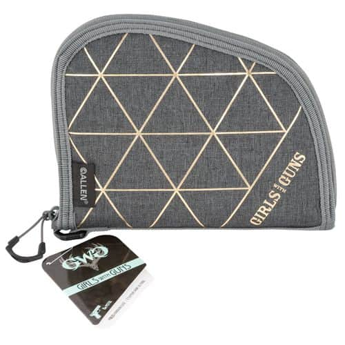 Allen Girls With Guns 908 Foiled Handgun Case 8" Heather Gray with Gold Foil with Locking Zipper & Foam Padding Allen Girls With Guns 908 Foiled Handgun Case 8" Heather Gray with Gold Foil with Locking Zipper & Foam Padding