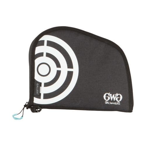 Allen Girls With Guns 928 On Target Handgun Case 8" Black with White Target Screen Print, Locking Zipper & Foam Padding Allen Girls With Guns 928 On Target Handgun Case 8" Black with White Target Screen Print, Locking Zipper & Foam Padding