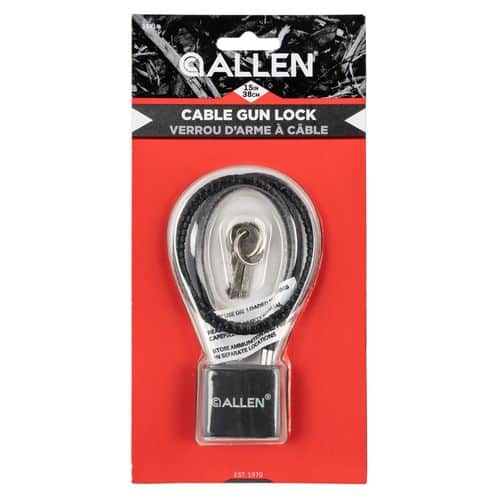 Allen 15414 Cable Gun Lock Open With Key Black Stainless Steel Firearm Fit- Handgun/Rifle/Shotgun Allen 15414 Cable Gun Lock Open With Key Black Stainless Steel Firearm Fit- Handgun/Rifle/Shotgun