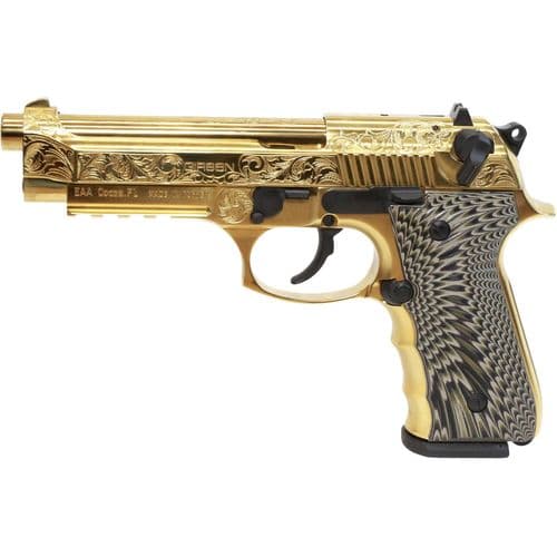 Girsan 390088 Regard MC Deluxe 9mm Luger 4.90" 18+1 Gold Plated Black G10 Grip Girsan 390088 Regard MC Deluxe 9mm Luger 4.90" 18+1 Gold Plated Black G10 Grip