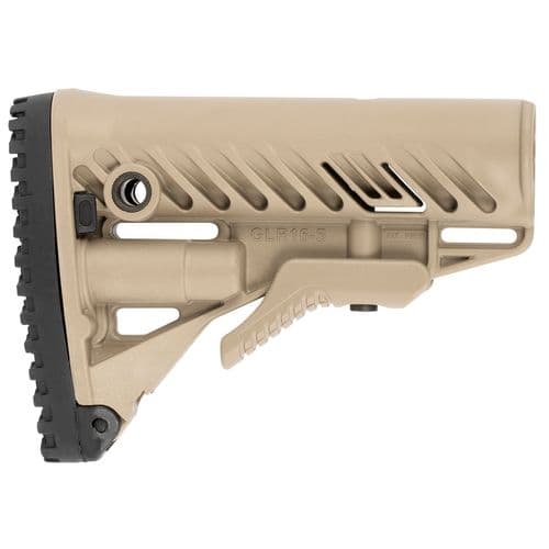 FAB Defense FX-GLR16T GLR-16 Buttstock Flat Dark Earth Synthetic Fixed Storage Compartment & Anti-Rattle Mechanism for AR-15, M16 FAB Defense FX-GLR16T GLR-16 Buttstock Flat Dark Earth Synthetic Fixed Storage Compartment & Anti-Rattle Mechanism for AR-15, M16