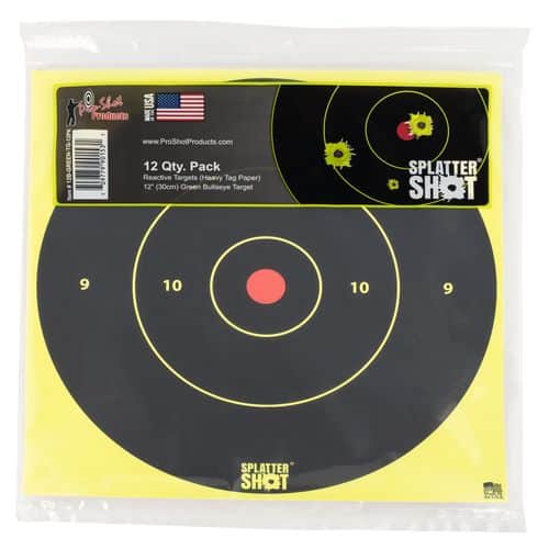 Pro-Shot 12B-GREEN-TG12PK SplatterShot Adhesive Paper Bullseye Black/Green 12 Per Pkg Pro-Shot 12B-GREEN-TG12PK SplatterShot Adhesive Paper Bullseye Black/Green 12 Per Pkg