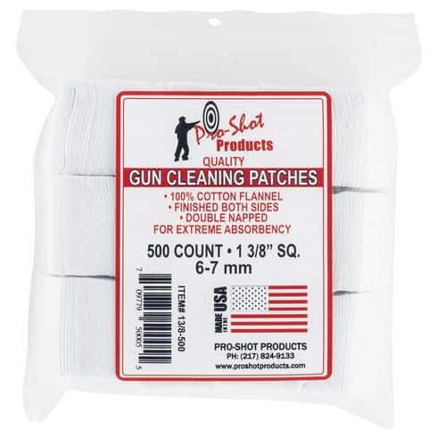 Pro-Shot 13/8-500 Cleaning Patches Cotton 1.38" 500 Per Pack 6MM-7MM Pro-Shot 13/8-500 Cleaning Patches Cotton 1.38" 500 Per Pack 6MM-7MM