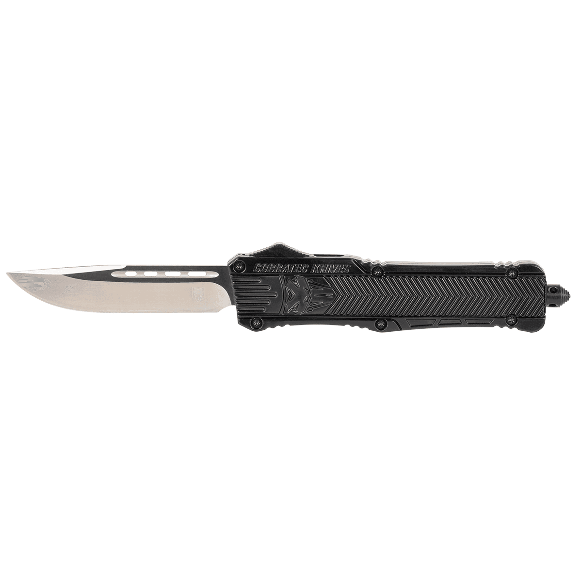 CobraTec Knives LBCTK1LDNS CTK-1 Large 3.75" OTF Drop Point Plain D2 Steel Blade/Black Aluminum Handle Features Glass Breaker Includes Pocket Clip CobraTec Knives LBCTK1LDNS CTK-1 Large 3.75" OTF Drop Point Plain D2 Steel Blade/Black Aluminum Handle Features Glass Breaker Includes Pocket Clip
