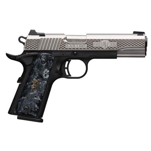 Browning 051964492 1911-380 High Grade Compact 380 ACP 4.25" 8+1 Black Stainless Steel w/Black Engraving Slide Black Imitation Pearl Grip Browning 051964492 1911-380 High Grade Compact 380 ACP 4.25" 8+1 Black Stainless Steel w/Black Engraving Slide Black Imitation Pearl Grip