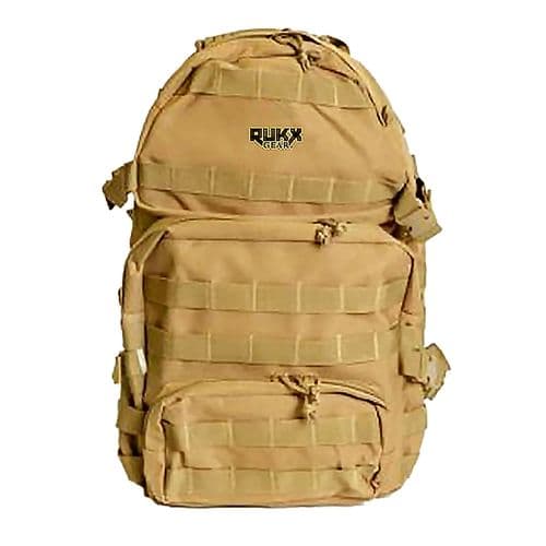 Rukx Gear ATICT3DT Tactical 3 Day Water Resistant Tan 600D Polyester with Molle, Hook & Loop Panel, 4 Storage Areas 16" x 10" x 10" Rukx Gear ATICT3DT Tactical 3 Day Water Resistant Tan 600D Polyester with Molle, Hook & Loop Panel, 4 Storage Areas 16" x 10" x 10"