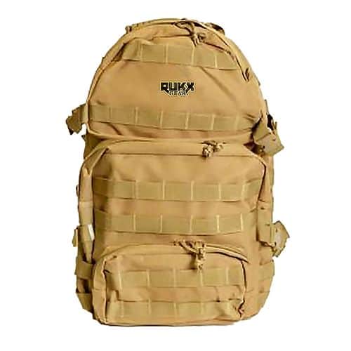 Rukx Gear ATICT3DT Tactical 3 Day Water Resistant Tan 600D Polyester with Molle, Hook & Loop Panel, 4 Storage Areas 16" x 10" x 10" Rukx Gear ATICT3DT Tactical 3 Day Water Resistant Tan 600D Polyester with Molle, Hook & Loop Panel, 4 Storage Areas 16" x 10" x 10"