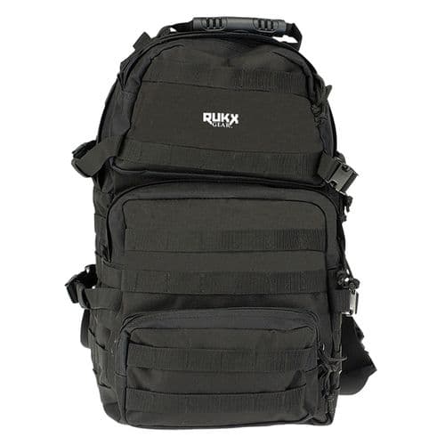Rukx Gear ATICT3DB Tactical 3 Day Water Resistant Black 600D Polyester with Molle Webbing, Hook & Loop Panel, 4 Storage Areas 16" x 10" x 10" Rukx Gear ATICT3DB Tactical 3 Day Water Resistant Black 600D Polyester with Molle Webbing, Hook & Loop Panel, 4 Storage Areas 16" x 10" x 10"