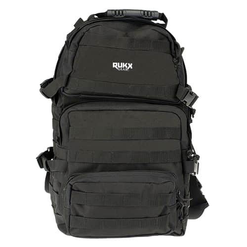 Rukx Gear ATICT3DB Tactical 3 Day Water Resistant Black 600D Polyester with Molle Webbing, Hook & Loop Panel, 4 Storage Areas 16" x 10" x 10" Rukx Gear ATICT3DB Tactical 3 Day Water Resistant Black 600D Polyester with Molle Webbing, Hook & Loop Panel, 4 Storage Areas 16" x 10" x 10"