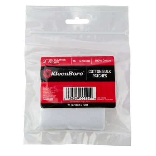 Kleen-Bore P204 Super Shooter Cleaning Patches Cotton 25 Per Bag 3" Square 12-16 Gauge Kleen-Bore P204 Super Shooter Cleaning Patches Cotton 25 Per Bag 3" Square 12-16 Gauge
