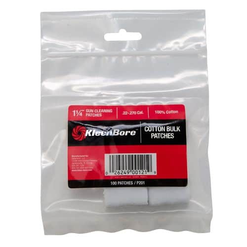 Kleen-Bore P201 Super Shooter Cleaning Patches Cotton 100 Per Pack 1 1/4" Square .22-.270 Cal Kleen-Bore P201 Super Shooter Cleaning Patches Cotton 100 Per Pack 1 1/4" Square .22-.270 Cal