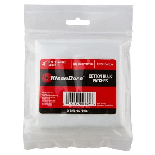 Kleen-Bore P206 Super Shooter Cleaning Patches Cotton 25 Per Bag 4" Square Big Bore Shotgun Kleen-Bore P206 Super Shooter Cleaning Patches Cotton 25 Per Bag 4" Square Big Bore Shotgun
