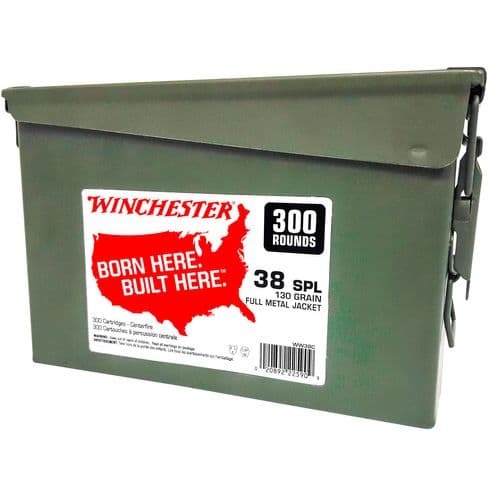 Winchester Ammo USA Ammo Can 38 Special 130 gr Full Metal Jacket - WW38C Winchester Ammo USA Ammo Can 38 Special 130 gr Full Metal Jacket - WW38C